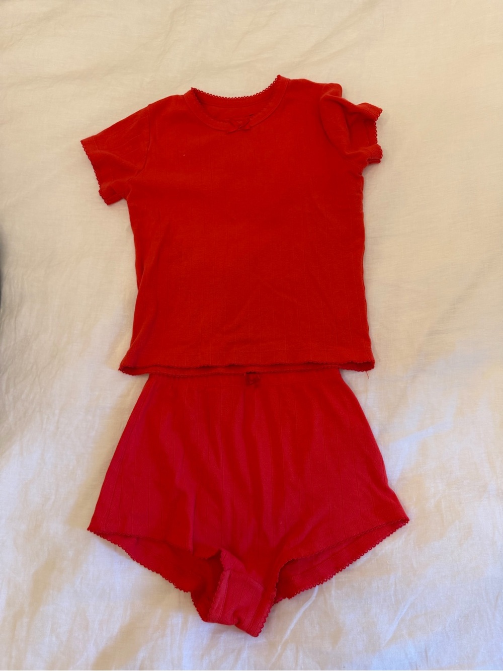 Daily Drills Red Short Sleeve Ribbed Pajama Set